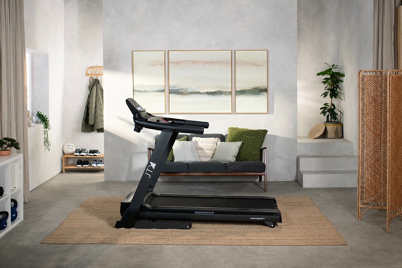 Side view of JTX fitness Sprint 7 in lifestyle setting in a home