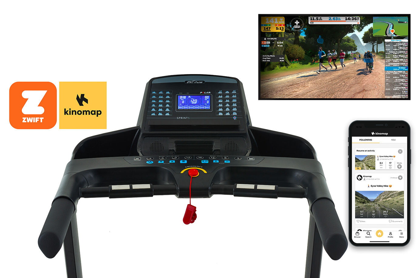 JTX Sprint-5 Treadmill Tablet Holder Zwift and Kinomap