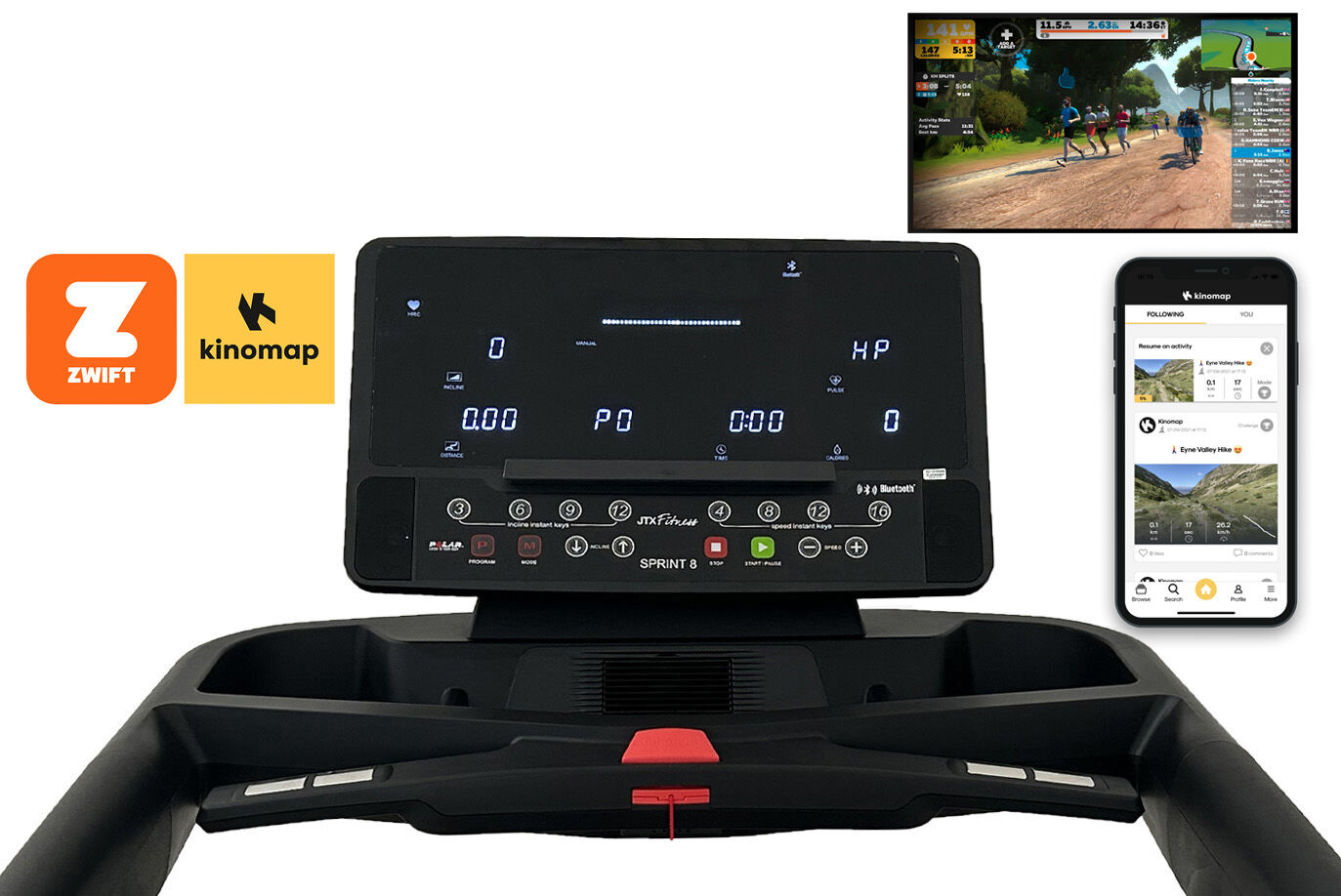 JTX Sprint 8 Pro Console with Zwift and Kinomap