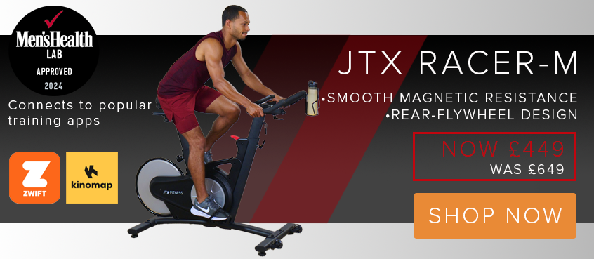 Athlete running on a JTX Sprint 9 bluetooth treadmill, which is on sale at £1499 instead of £1599