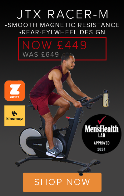 Athlete running on a JTX Sprint 9 bluetooth treadmill, which is on sale at £1499 instead of £1599